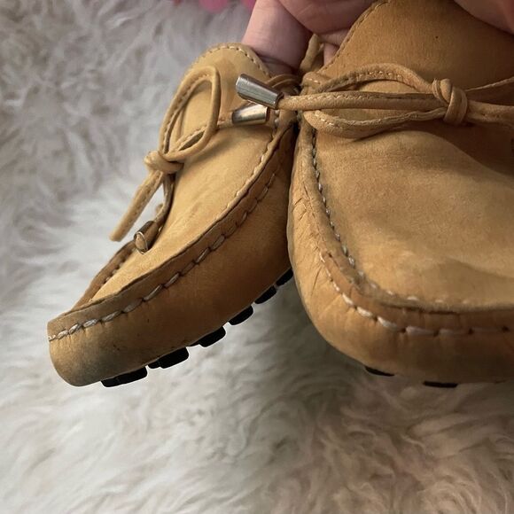 Mercanti Fiorentini Gold Suede Leather Driver Loafers Flats Size 8 M - Picture 6 of 8